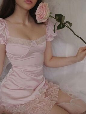 Dolls Kill Serpenti Ballerina Bellina Pink Mini Dress Large Babydoll Coquette